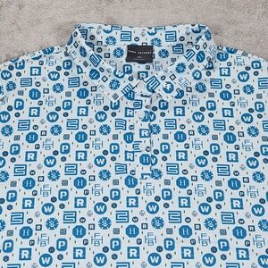 Fore Fathers Polo Shirt Womens 2XL Blue Graphic‎ Print Golf Performance Stretch
